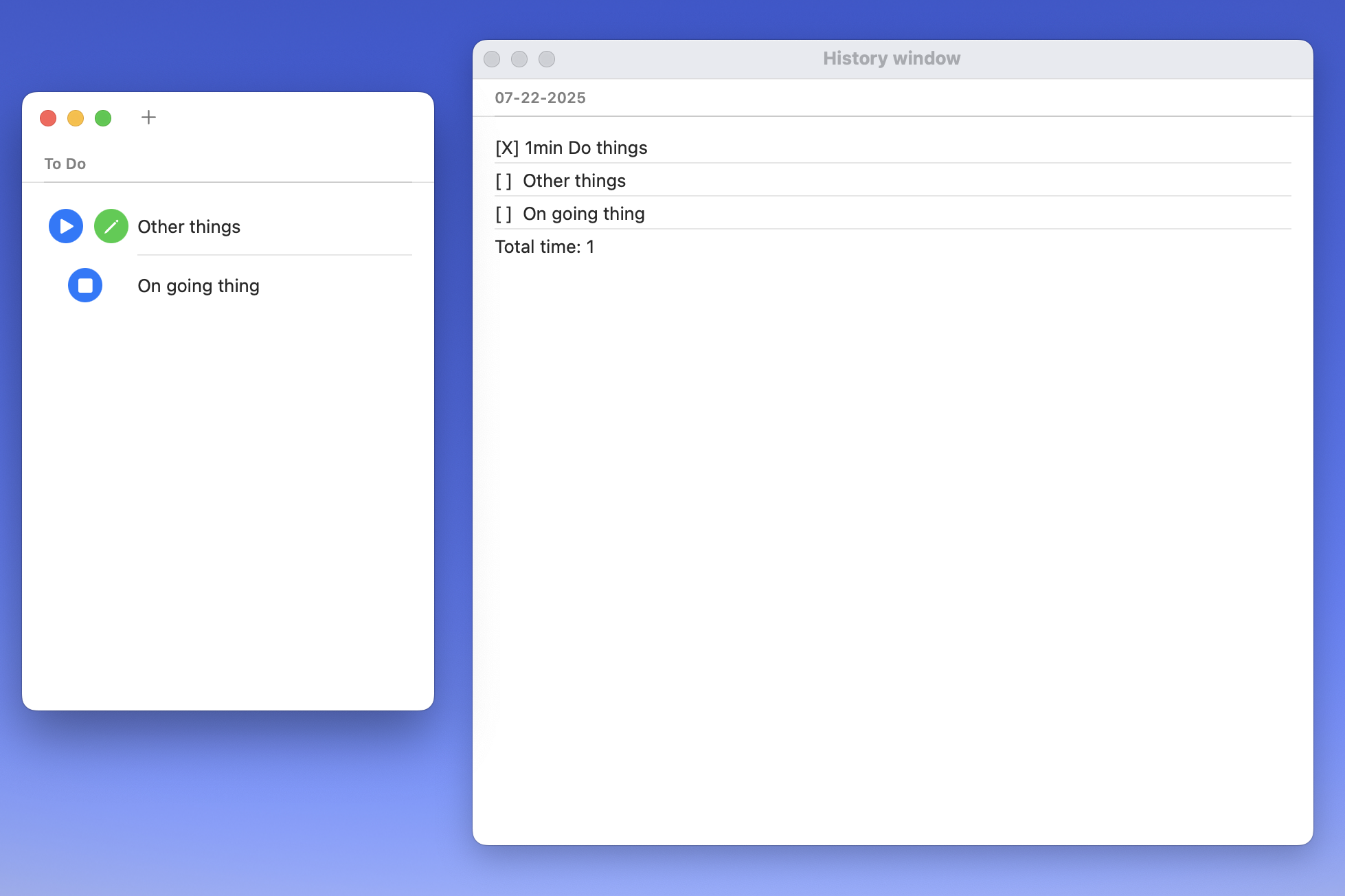 Screenshot of todolist current state